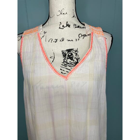 Free People Womens Sleeveless Run With Me Ivory Plaid Mini Dress Size Large - Picture 2 of 7